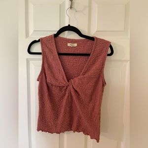 Madewell Vintage Quartz Popcorn-Knit Twist-Front Sleeveless Top